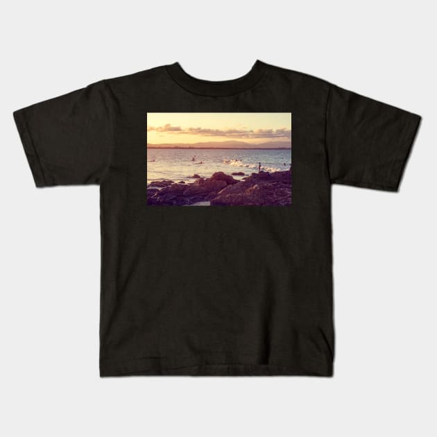 Afternoon Swim in Byron Bay Kids T-Shirt by MT Photography & Design